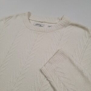 Orvis Women's Chenille Cable Knit Sweater Crew Neck Long Sleeve Size M Cozy